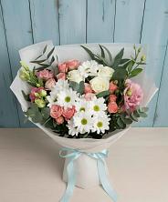 Букет цветов из:  Розы, Лизиантусы и Хризантемы в Тарасово