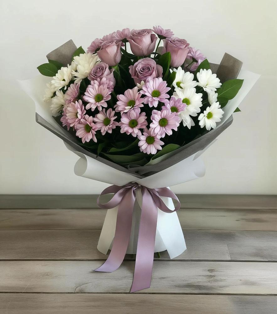 Букет цветов из: Хризантемы и Розы в Тарасово