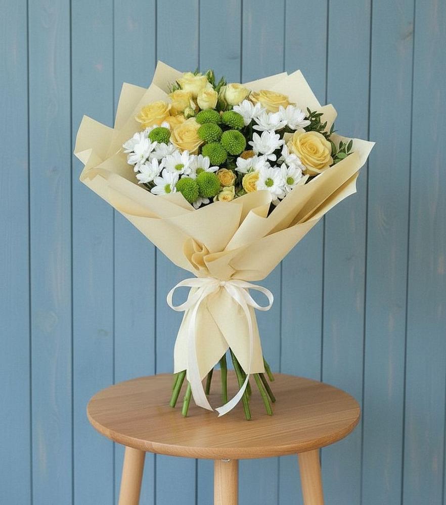 Букет цветов из: Хризантемы и Розы в Тарасово