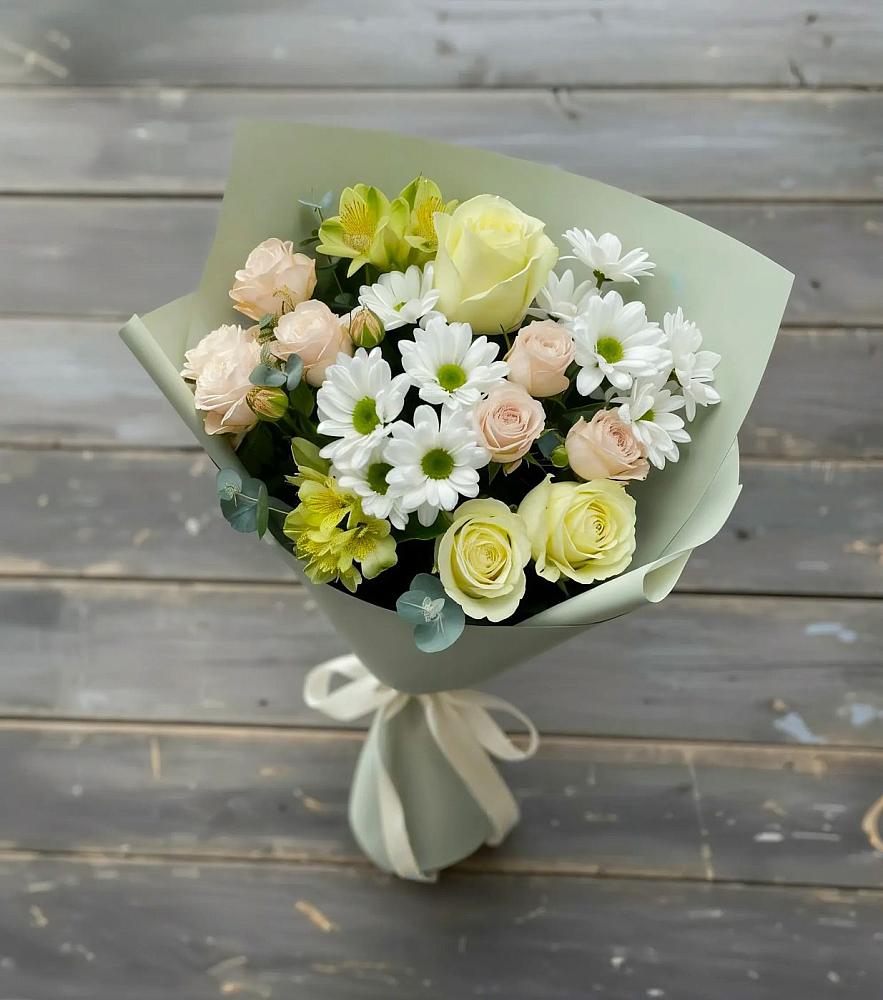 Букет цветов из: Альстромерии, Розы и Хризантемы в Тарасово
