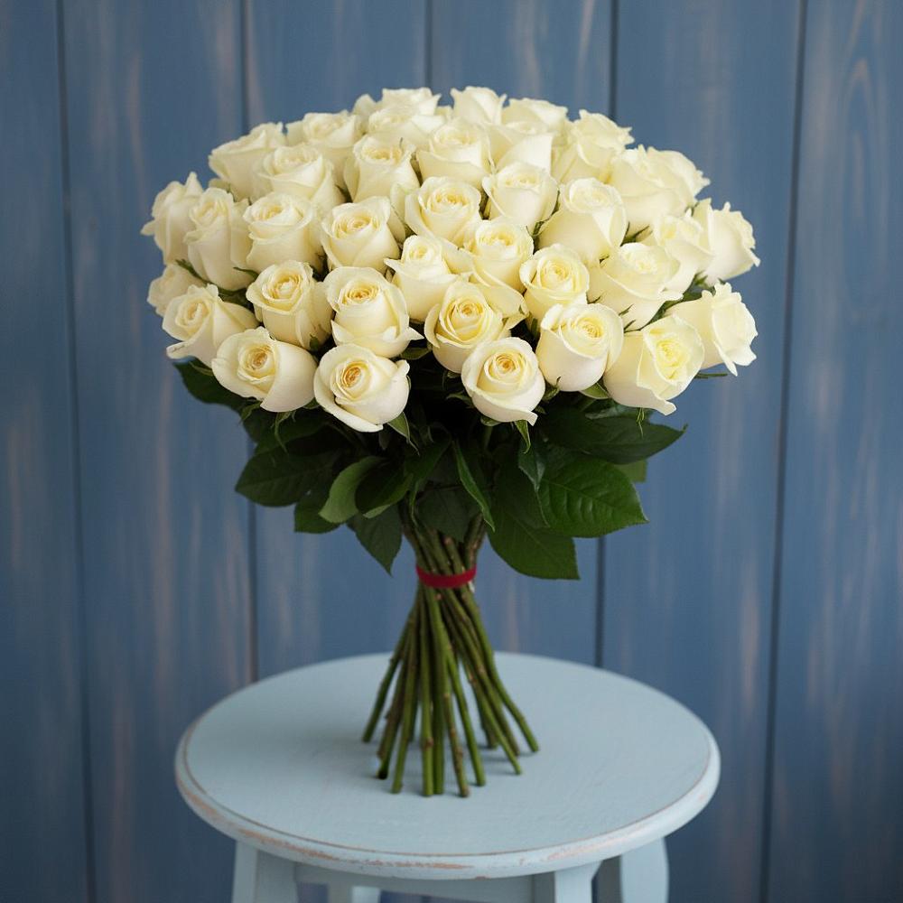 Букет 51 Белая роза Эдлесс Лав в Тарасово