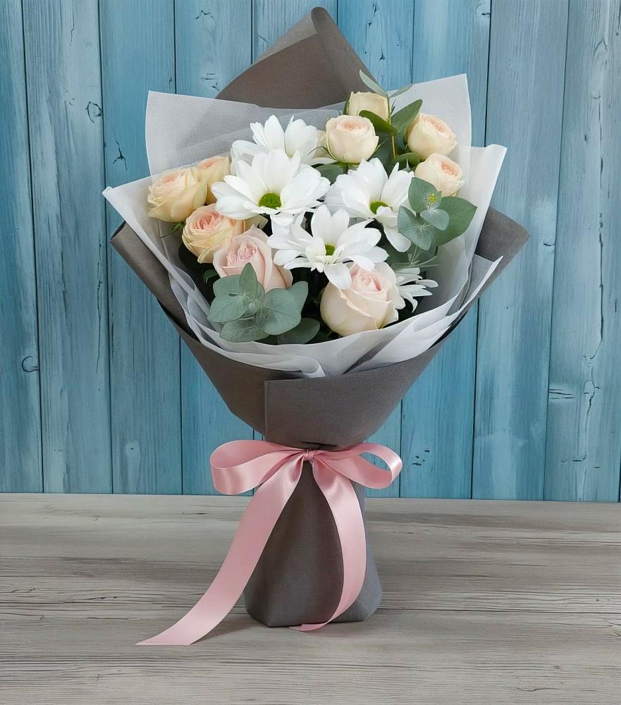 Букет цветов из: Хризантемы и Розы в Тарасово
