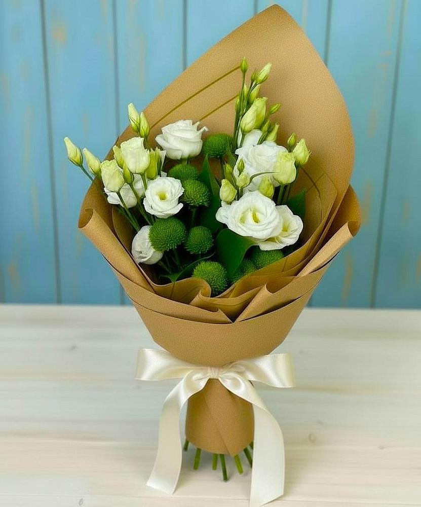 Букет цветов из: Хризантемы и Лизиантусы в Тарасово