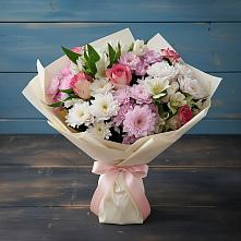 Букет цветов из:  Хризантемы, Альстромерии и Розы #REPLACE_PRED# Тарасово